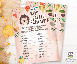 Woodland Baby Shower Game Card - Scrambled Letters