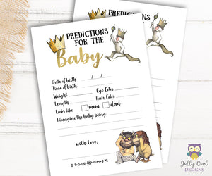 Where The Wild Things Are Baby Shower Game Card - Predictions For Baby