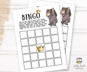 Where The Wild Things Are Baby Shower Game Card - BINGO