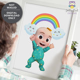 Cocomelon Birthday Gift Idea - Baby JJ with Rainbow - Printable Wall Art Decor for Bedroom Nursery Room