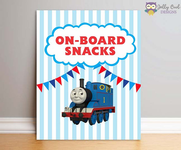 Thomas The Train Birthday Party Sign - On-Board Snacks