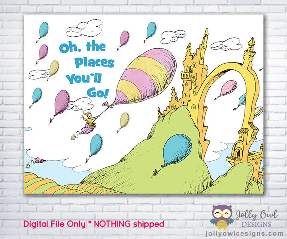 Oh The Places You'll Go Party Backdrop - Digital Downloadable