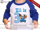 Little Blue Truck Personalized Iron On Transfer Shirt Design / Birthday Shirt / Age 1, 2 & 3