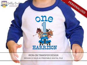 Little Blue Truck Personalized Iron On Transfer Shirt Design / Birthday Shirt / For Age 1