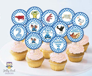 Little Blue Truck Cupcake Toppers | Birthday Party Circles - PERSONALIZED