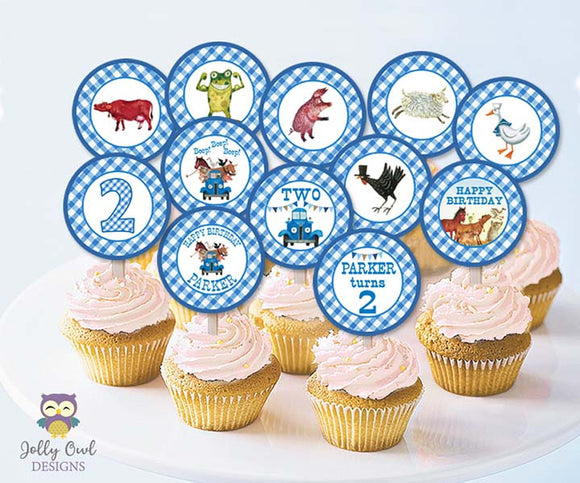 Little Blue Truck Cupcake Toppers | Birthday Party Circles - PERSONALIZED
