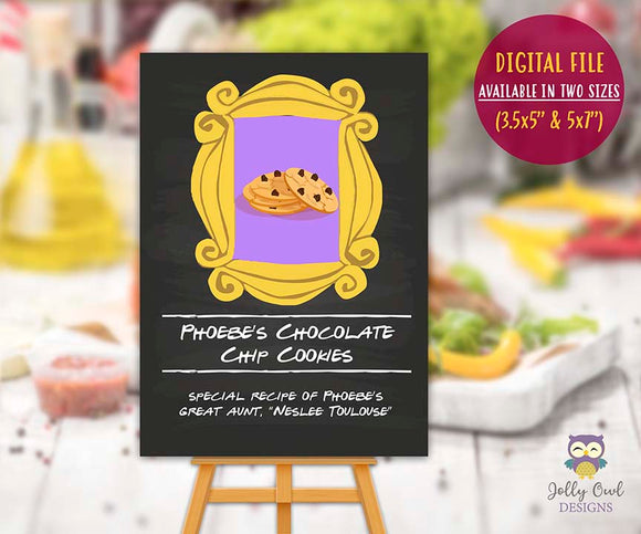 Friends TV Themed Party Food Label - Phoebe's Chocolate Chip Cookies Neslee Toulouse