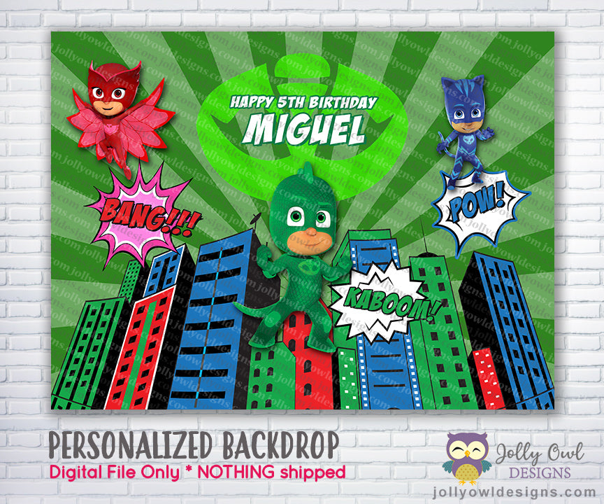 PJ Masks Birthday Party Backdrop – Jolly Owl Designs pj-masks-birthday-party-backdrop-jolly-owl-designs