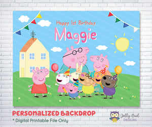 Peppa Pig Birthday Party Backdrop-Banner