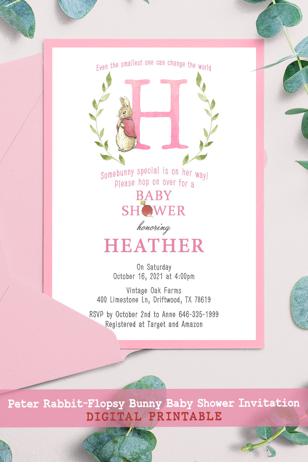 Personalised Peter Rabbit Baby Shower Invitations Vintage Baby