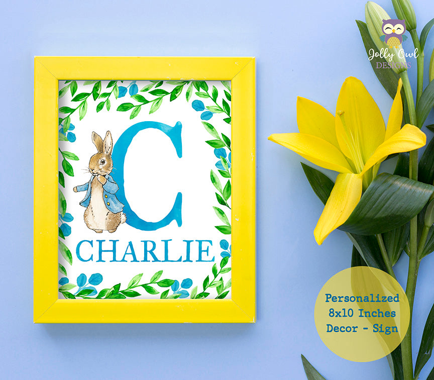 Peter Rabbit Personalized Initial and Name 8x10 Inches Sign – Jolly Owl ...