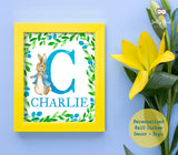 Peter Rabbit Personalized Initial and Name 8x10 Inches Sign