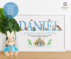 Peter Rabbit Themed Printable Baby Birth Stats Display - Nursery Room Decoration