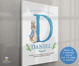 Peter Rabbit Themed Printable Baby Birth Stats Display - Nursery Room Decor