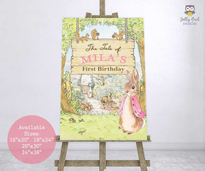 Peter Rabbit Themed Birthday Party Welcome Poster Sign - Printable