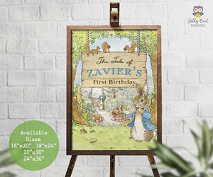Peter Rabbit Themed Birthday Party Welcome Poster Sign - Printable