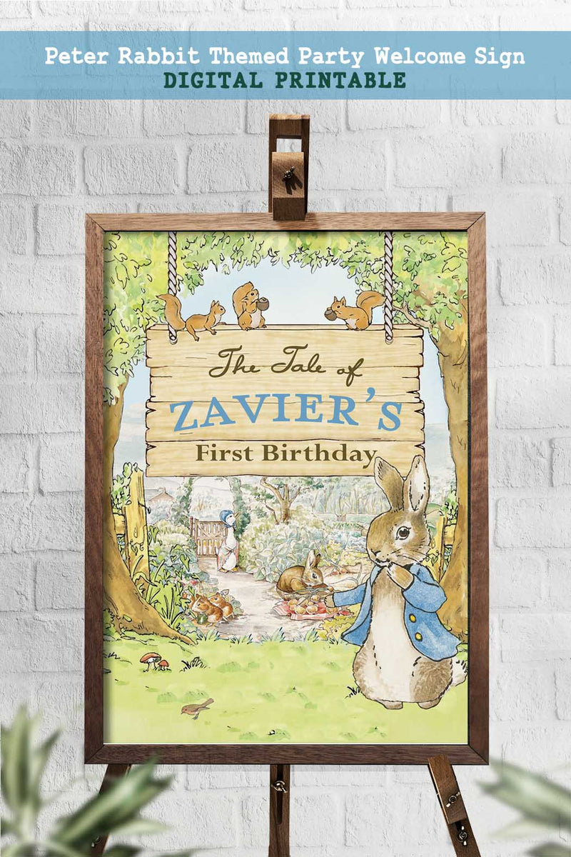 Peter Rabbit Themed Birthday Party Welcome Poster Sign - Printable ...