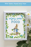 Peter Rabbit Themed Party Signs - Enjoy Some Food