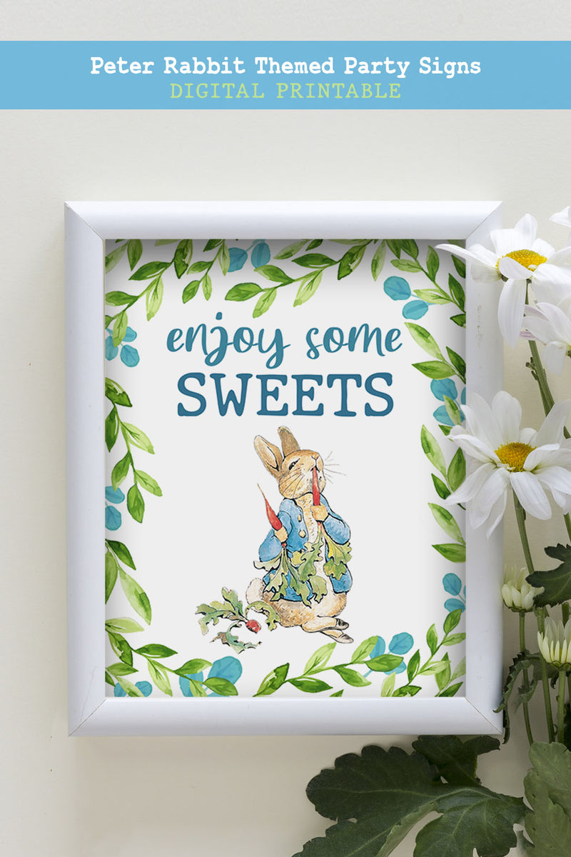 Peter Rabbit Party Signs - Sweet Treats Printable Sign – Jolly Owl Designs