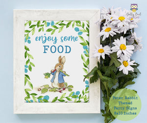 Peter Rabbit Themed Party Signs - Enjoy Some Food