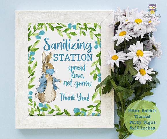 Peter Rabbit Restroom Sign Peter Rabbit Themed Party Signs - Sanitizing Station – Jolly Owl Designs