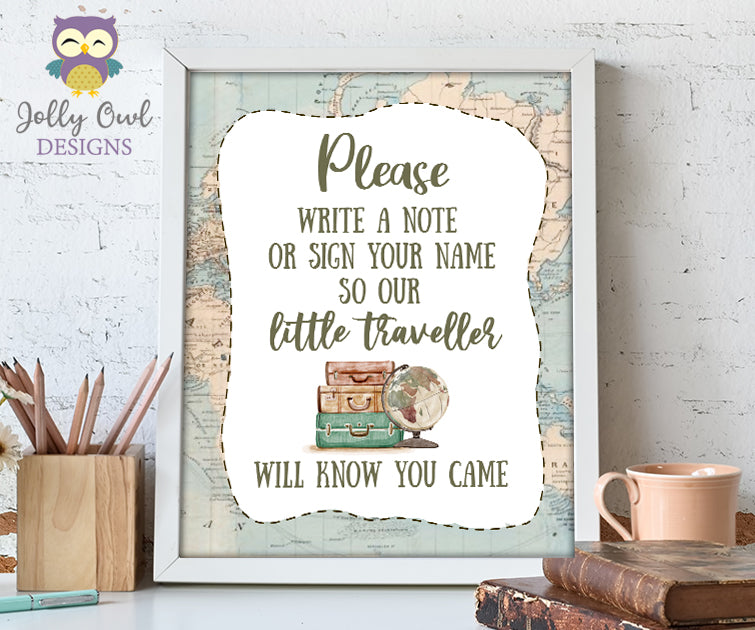 Guest Book Sign Table Sign - Printable Signage for Vintage Travel Them – Jolly Owl Designs for Free Printable Photo Guest Book Sign