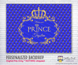 Prince Crown Blue and Gold Backdrop