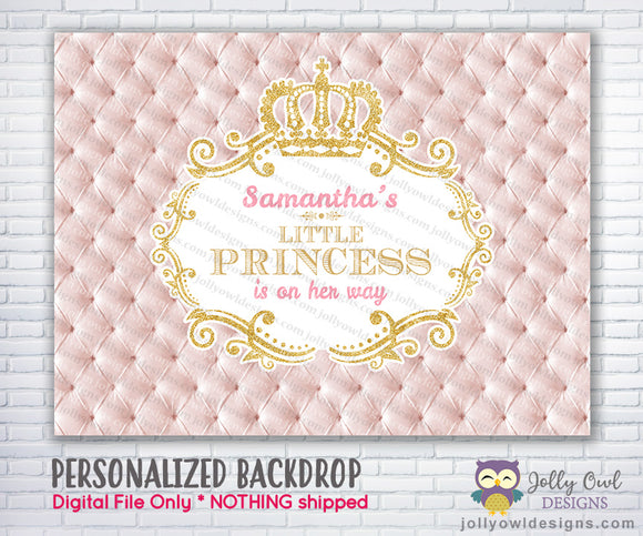 Princess Pink and Gold Baby Shower Backdrop
