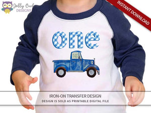 Little Blue Truck Iron On Transfer Shirt Design-1st Birthday / Age 1