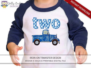 Little Blue Truck Iron On Transfer Shirt Design 2nd Birthday / Age 2