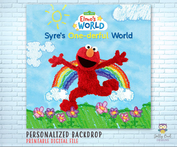 Elmo's Wonderful World Birthday Party Backdrop - Digital File