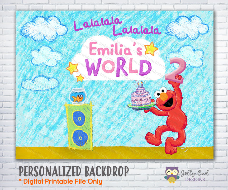 Elmo's World Birthday Party Backdrop For Girls - Digital File – Jolly ...