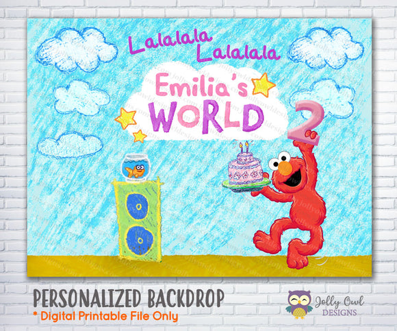 Elmo's World Birthday Party Backdrop For Girls - Digital File
