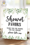 Botanical Greenery Baby Shower Party Sign - Favors Sign, Please Take One