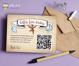 Storybook Themed Baby Shower Registry Card with QR Code