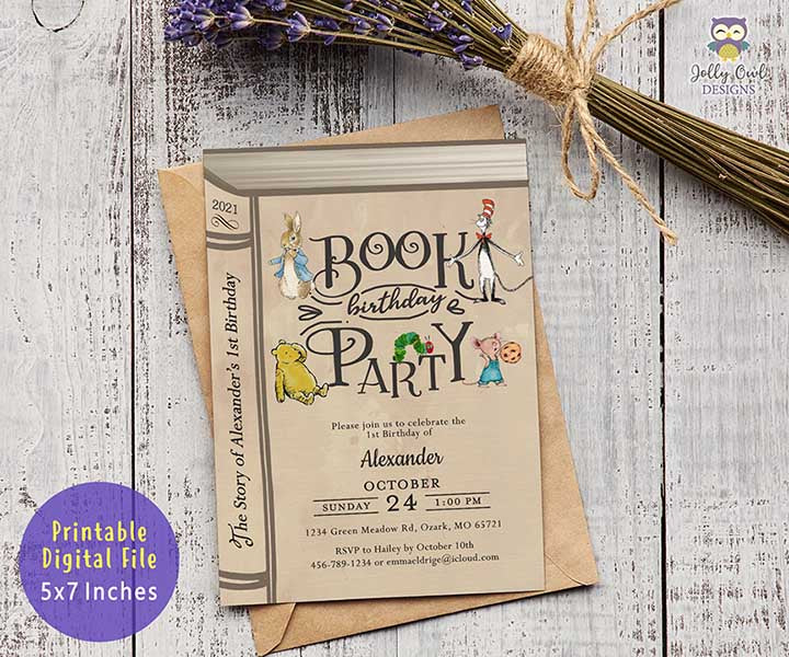 Storybook or Book Themed Birthday Party Invitation - Digital Printable ...