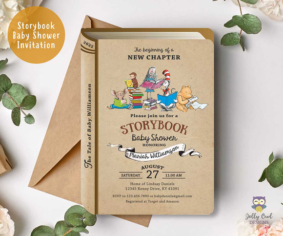 Book or Storybook Themed Baby Shower Party Invitation - Digital Printable