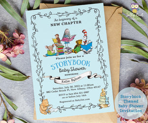 Storybook Themed Baby Shower Invitation for baby boy- Book Themed