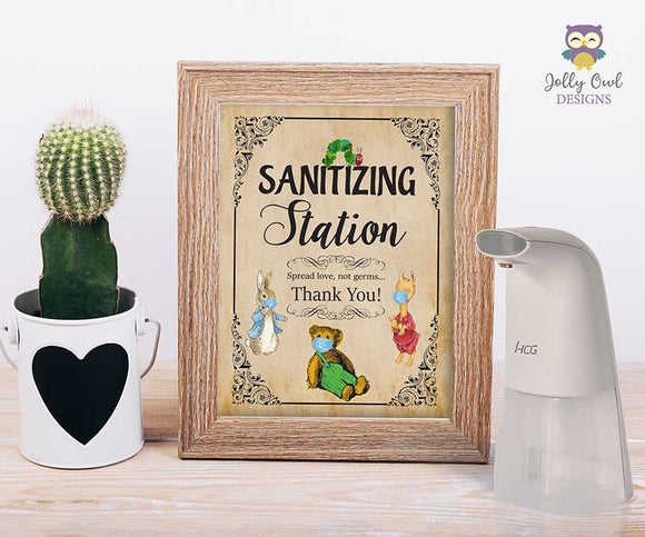 Storybook or Book Themed Baby Shower Party Sign - Sanitizing Station