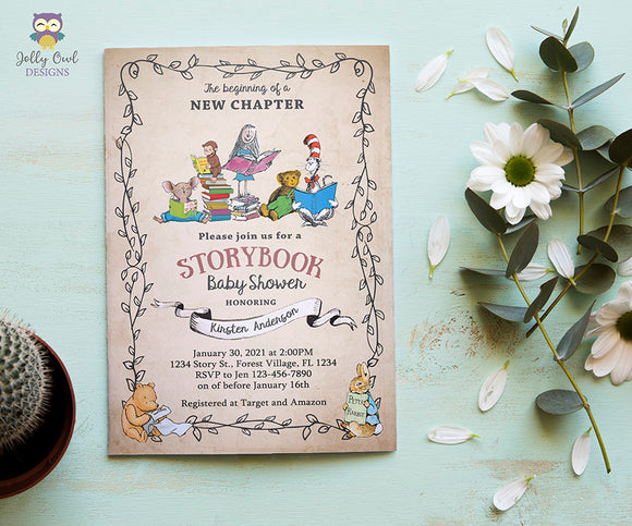 Storybook Themed Baby Shower Invitation - Book Themed