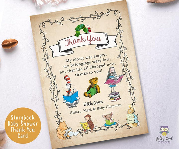 Storybook Themed Printable Thank You Card