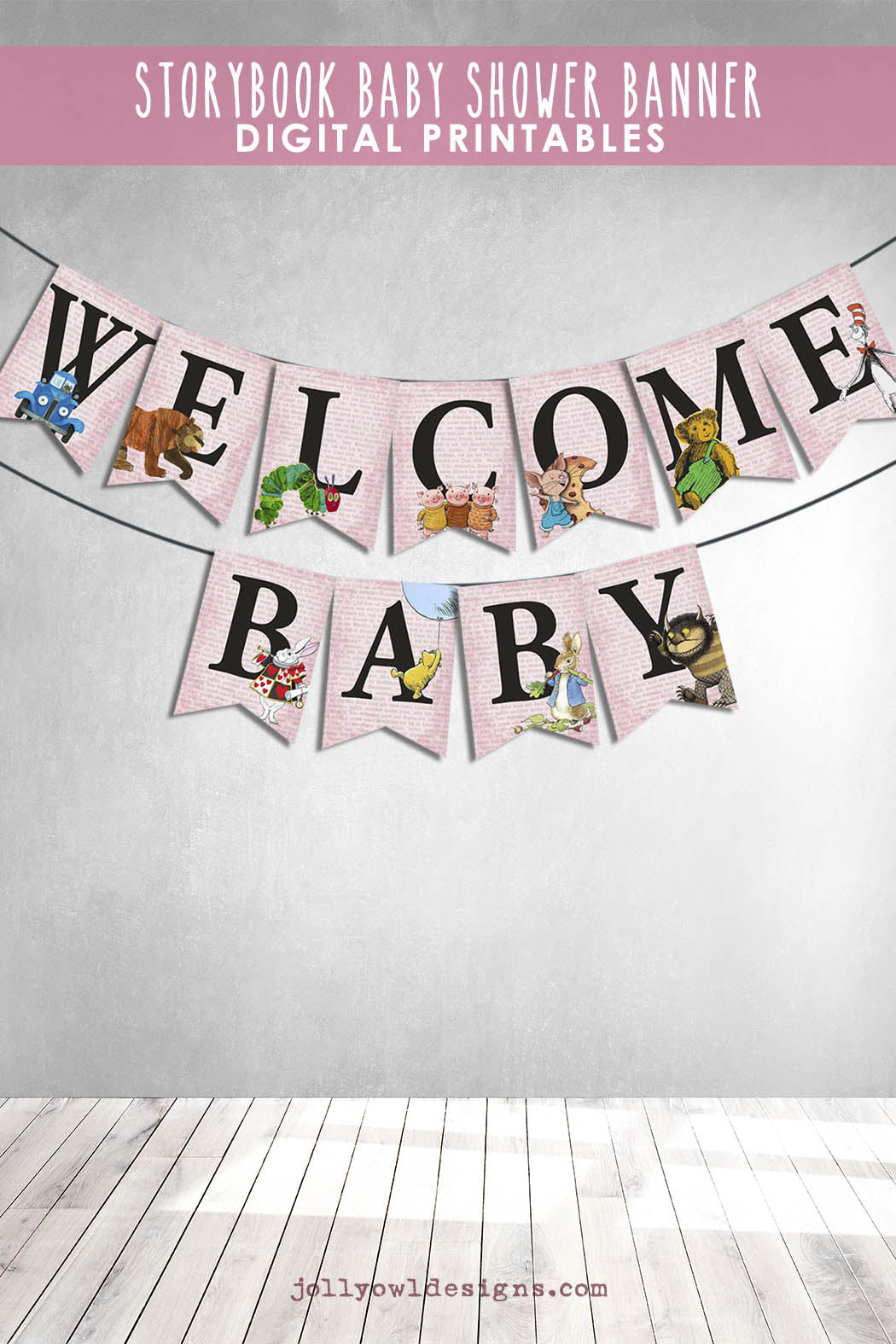 Storybook Themed Printable Baby Shower Banner Decoration – Jolly Owl ...
