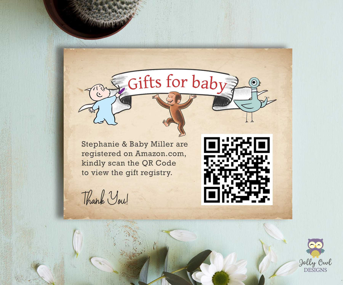 Storybook Themed Baby Shower Registry Card with QR Code – Jolly Owl Designs