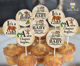 Storybook Book Themed Baby Shower Cupcake Topper - For Baby Boy and Girl