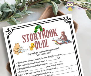 Storybook Book Themed Baby Shower Game - Quiz