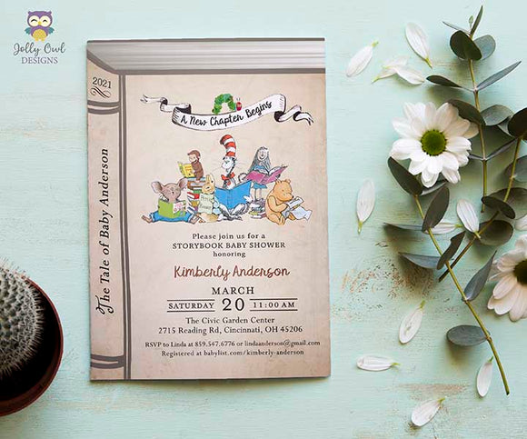 Book Themed or Storybook Baby Shower Invitation - A New Chapter Begins