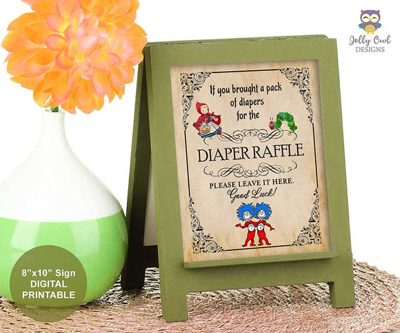 Story Book Themed Baby Shower - Diaper Raffle Sign