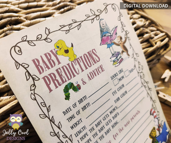 Storybook Book Themed Baby Shower - Baby Predictions and Advice Game
