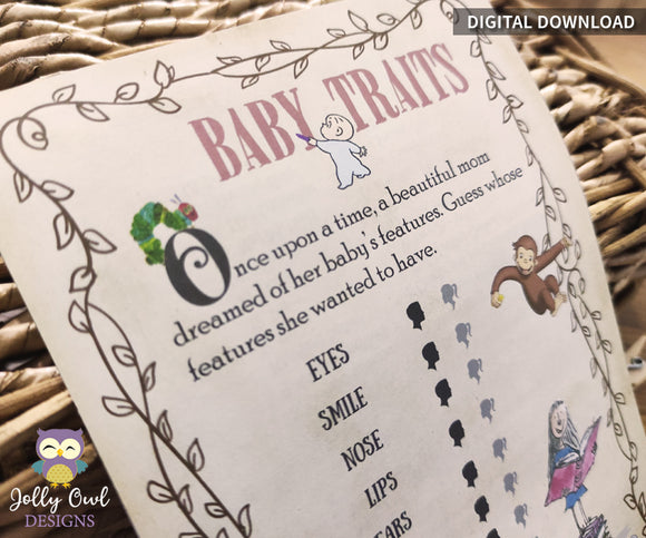 Storybook Book Themed Baby Shower - Baby Traits or Baby Features Game