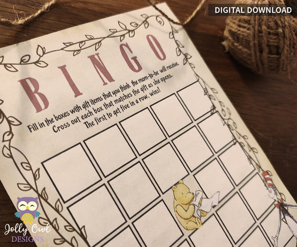 Storybook Book Themed Baby Shower - BINGO Game Printable